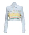 Casablanca Women's Embroidered Denim Cropped Jacket In White