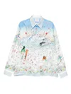 Casablanca Women Long-sleeved Graphic Print T-shirt In Blue
