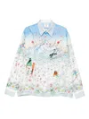 Casablanca Women Long-sleeved Graphic Print T-shirt In Blue