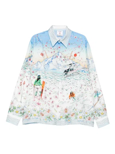 CASABLANCA LONG-SLEEVED GRAPHIC PRINT T-SHIRT