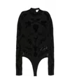 Casablanca Devore Thong Bodysuit Black In Black
