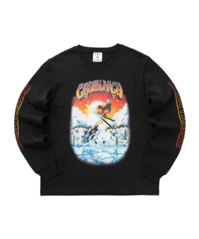 Casablanca Printed Long-sleeved T-shirt In Black