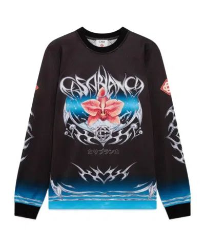 Casablanca Long-sleeved Football T-shirt In Black