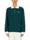 Casablanca Green Polo Shirt With Classic Collar And Logo Lettering On The Front