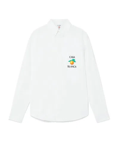 CASABLANCA CASABLANCA ORANGE EMBROIDERED LONG-SLEEVED SHIRT