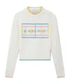 Casablanca Cotton Sweater With Colorful Trim And Graphic In White