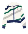 Casablanca Off-white Striped Fluffy Zip Up Jacket In White