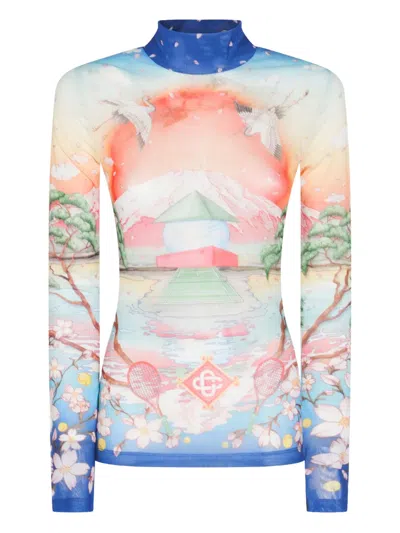 CASABLANCA LONG-SLEEVED TOP WITH GRAPHIC PRINT
