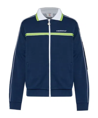 Casablanca Long-sleevedzip-upknitsweater In Blue