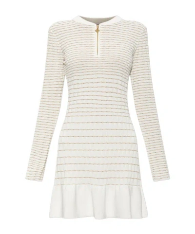 Casablanca Pleated Mosaic Mini Dress In White