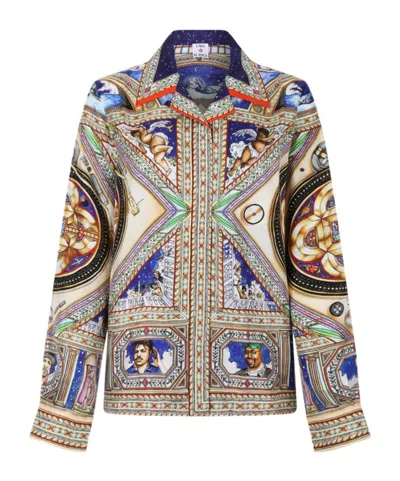 Casablanca Take Me To Church Graphic-print Silk Shirt In Multi