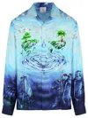 Casablanca Atlantis Graphic Print Silk Shirt In Blue