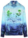 Casablanca Atlantis Graphic Print Silk Shirt In Blue