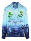 Casablanca Atlantis Graphic Print Silk Shirt In Blue