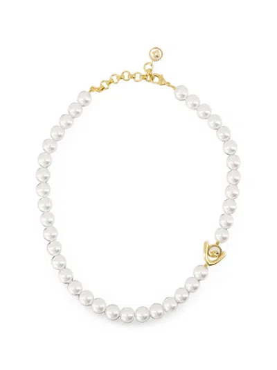 Casablanca Lotus Faux-pearl Necklace In White