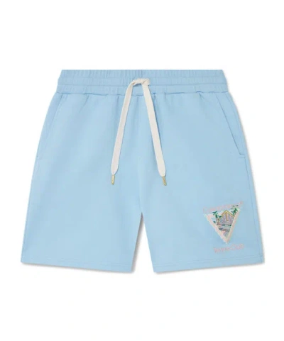 Casablanca Maison De Reve Straight-leg Logo-embroidered Cotton-jersey Shorts In Blue