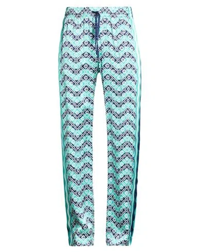 Casablanca Man Pants Turquoise Size Xl Silk In Blue