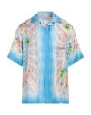 Casablanca Light Blue Bowling Shirt With All-over Graphic Print