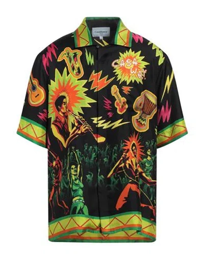 Casablanca Man Shirt Black Size L Silk