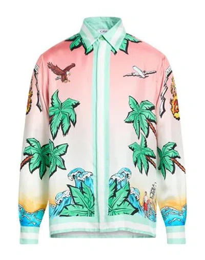 Casablanca Man Shirt Light Pink Size L Silk In Multi