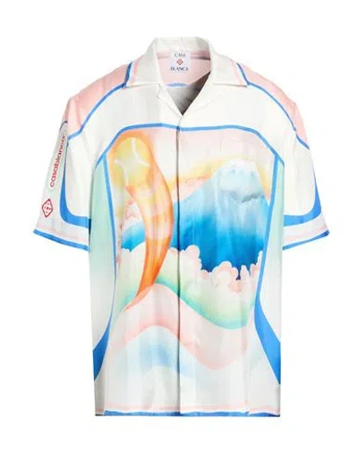 Casablanca Man Shirt Light Pink Size M Silk In Multi