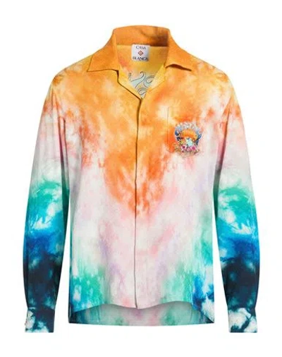 Casablanca Man Shirt Mandarin Size L Silk In Multi