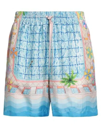 CASABLANCA CASABLANCA MAN SHORTS & BERMUDA SHORTS AZURE SIZE L SILK