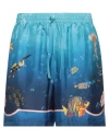 Casablanca Graphic-print Silk Shorts In Blue