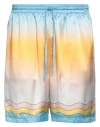 Casablanca La Danse Gradient Silk Shorts In Blue
