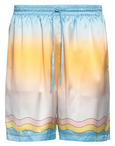 Casablanca La Danse Gradient Silk Shorts In Gray