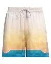 Casablanca "colorful Silk Bermuda Shorts Set In Beige