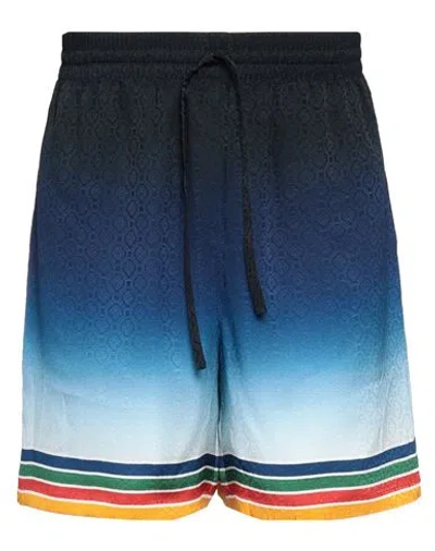 Casablanca Man Shorts & Bermuda Shorts Midnight Blue Size M Silk