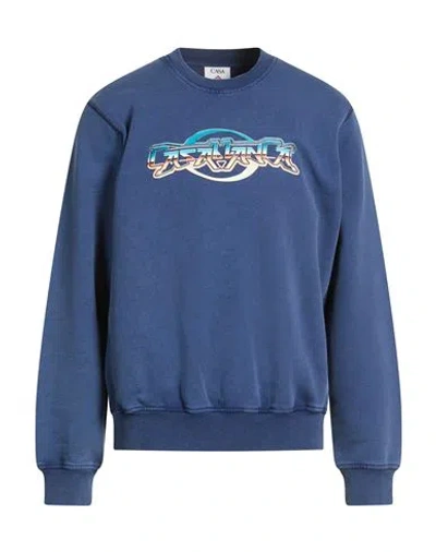 Casablanca Man Sweatshirt Blue Size Xl Organic Cotton