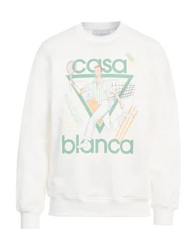 Casablanca Man Sweatshirt Cream Size Xl Organic Cotton In White