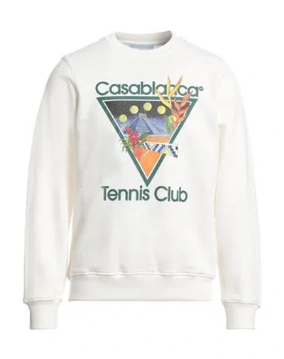 Casablanca Man Sweatshirt White Size 3xl Organic Cotton, Elastane In White
