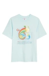 Casablanca Short-sleeved T-shirt In Light Blue Cotton With Graphic Print In Blue