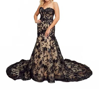 Casablanca Maren Wedding Gown In Nude/black