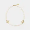 Casablanca White Medium Pearl Logo Necklace In Gold