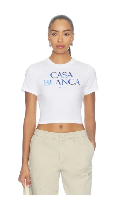 Casablanca Meduse Sportive Stacked Logo Cropped Baby Tee In White