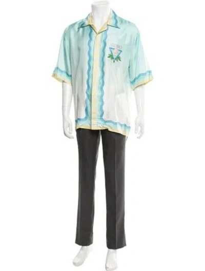 Pre-owned Casablanca Memphic Icon Silk Shirt In Blue