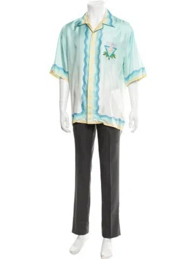 Pre-owned Casablanca Memphic Icon Silk Shirt In Blue