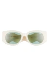 Casablanca Memphis 54mm Rectangular Sunglasses In Cream/ Gold/ Solid Green