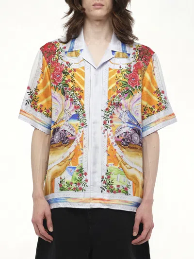 CASABLANCA MEN'S A TOURNADE DE ROSE CUBAN COLLAR SHIRT