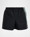 Casablanca Patterned Shorts With Elastic Waistband And Side Stripe In Black