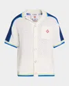 Casablanca Contrasting Trims Chest Pocket Logo-embroidered Short-sleeve Button-up Shirt In Multi