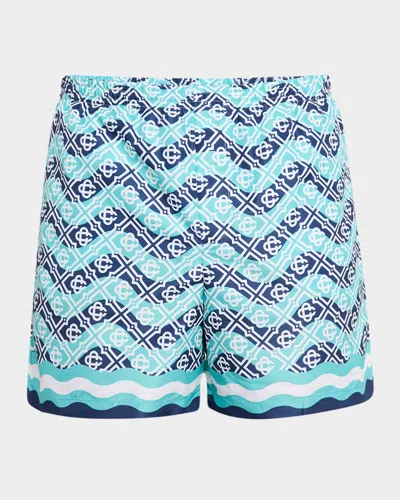 CASABLANCA MEN'S BEACH CLUB MONOGRAM SWIM TRUNKS