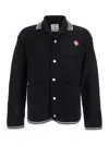 Casablanca Men Black Cardigan With Logo Patch On The Front In Cotton Man In Black