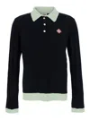 Casablanca Men Black Polo Shirt With Classic Collar And Logo Patch On The Front In Cotton Blend Man In Black
