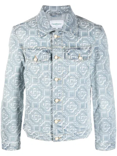 Casablanca Men's Bleach Colored Denim Jacket For Ss24 In Clear