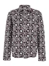 Casablanca Men Bordeaux Shirt With Classic Collar And All-over Monogram In Cotton Man In Black